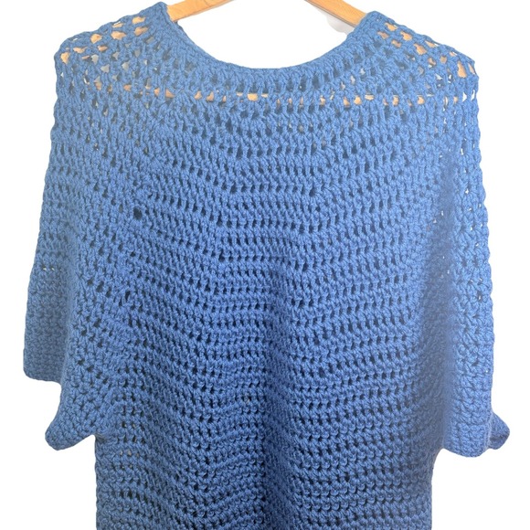 Handmade Sweaters - Hand Crocheted Beach Cover‎ Up Pullover Coastal Boho Sheer Resort Vacation M-XL